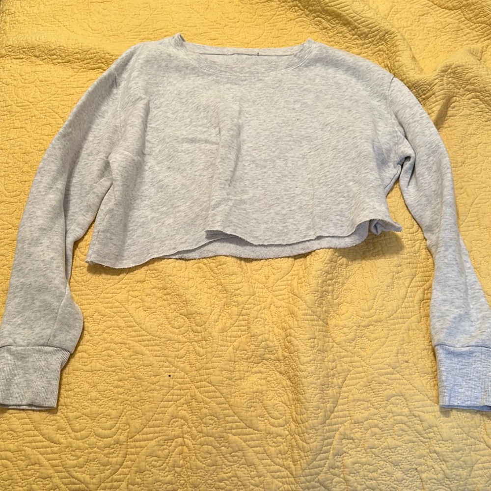 Gray sweatshirt crop top